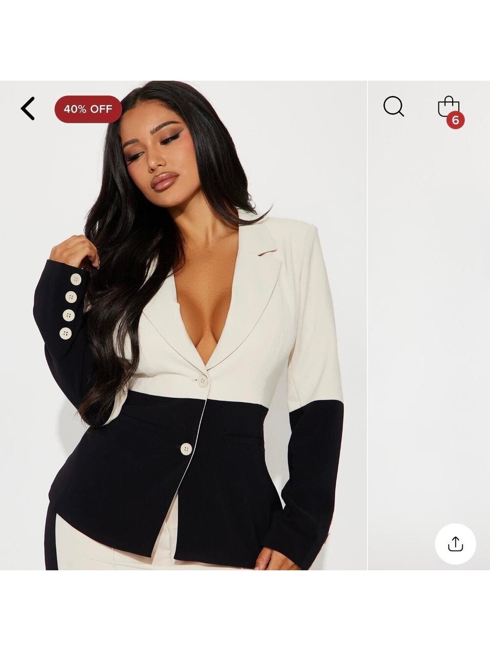 Fashion Nova Women's Black and Cream Suit